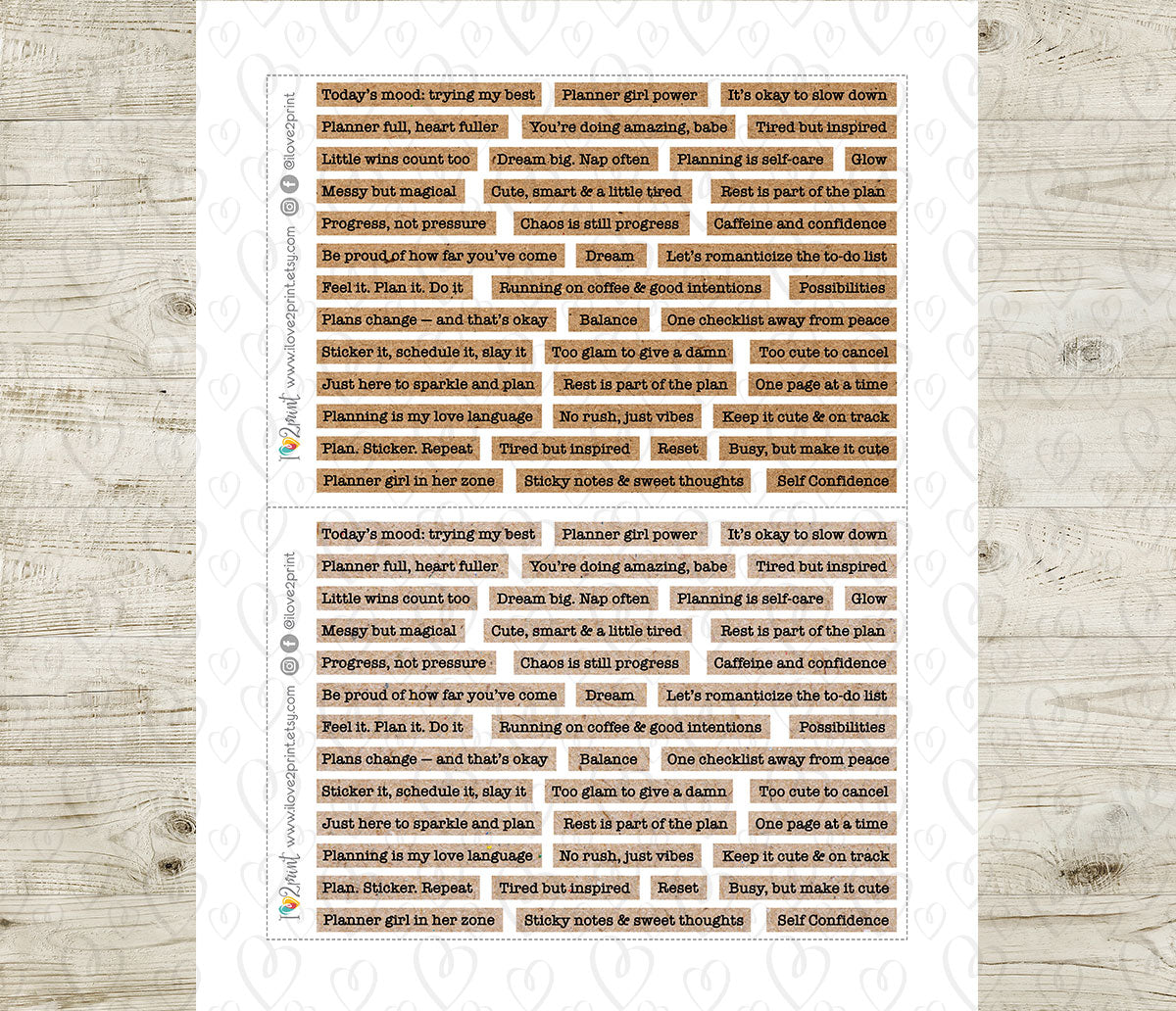 Planner Quote Sticker Set – Functional & Decorative Overlays – Printable Planner Stickers – PDF + Cut Files