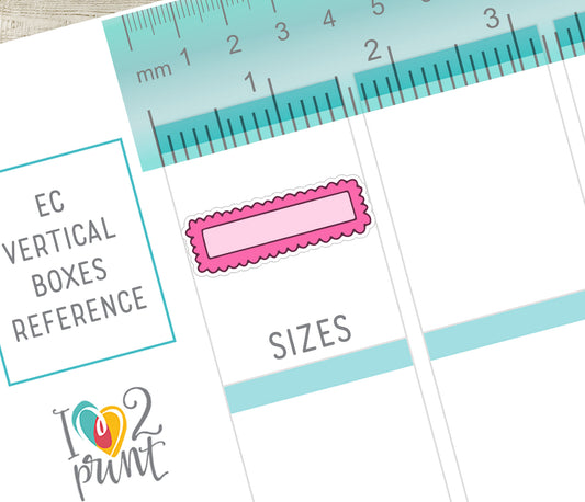 48 Colorful Scallop Note Doodle Quarter Box Stickers | Printable Functional Planner Supplies | PDF & Cut Files