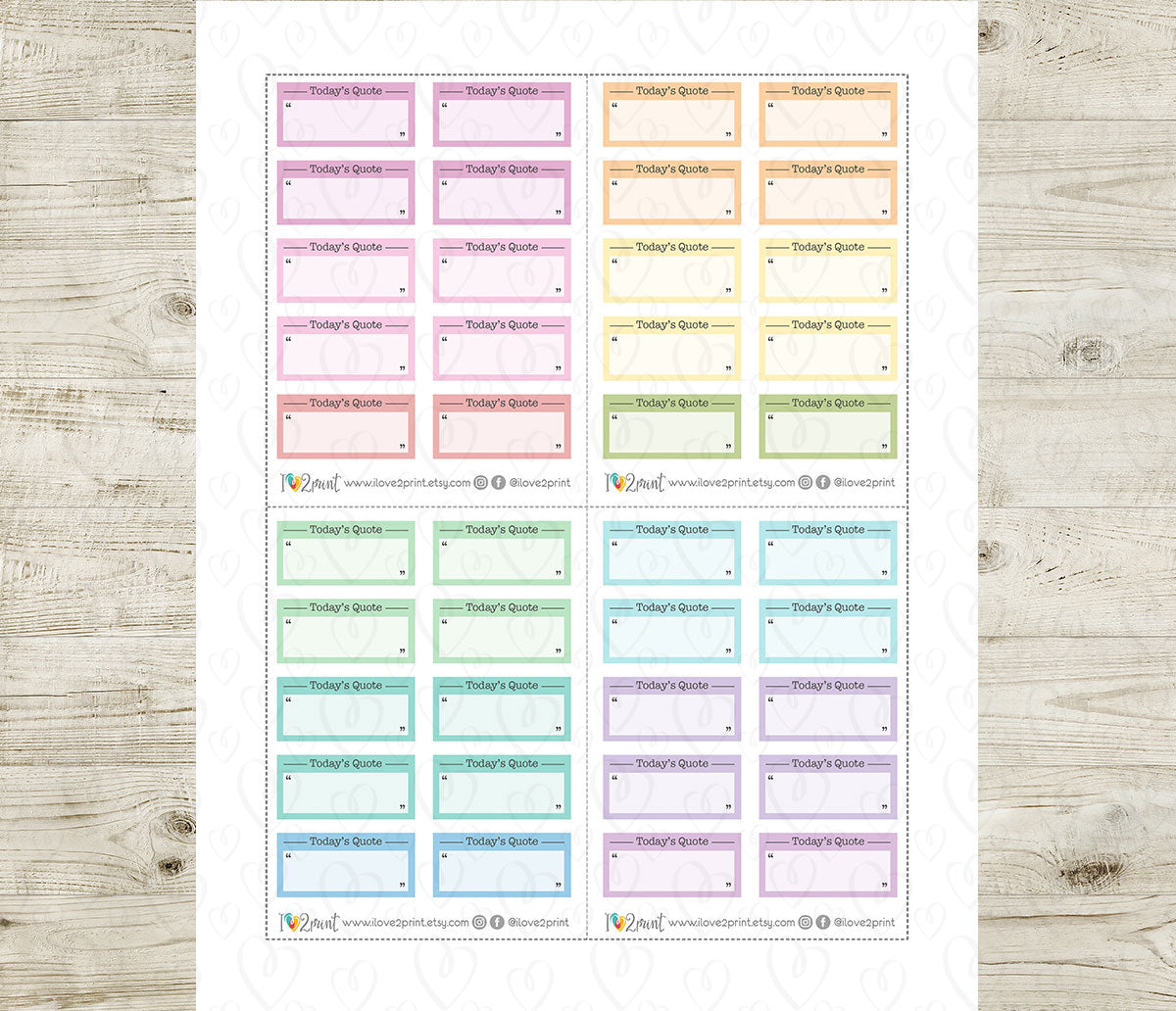 Today's Quote Printable Planner Stickers | Daily Inspiration Box | PDF Cut Files | Instant Download