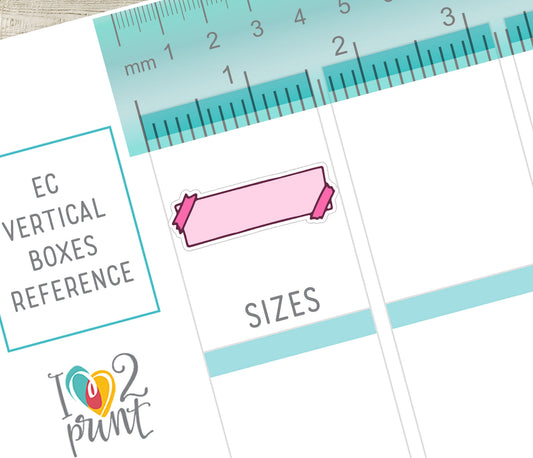 48 Colorful Washi Strip Doodle Quarter Box Stickers | Printable Functional Planner Supplies | PDF & Cut Files