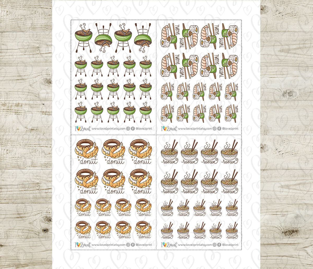 Elena Cheat Day – Takeaway Food Theme - COLOR Printable Planner Stickers – PDF + Cut Files