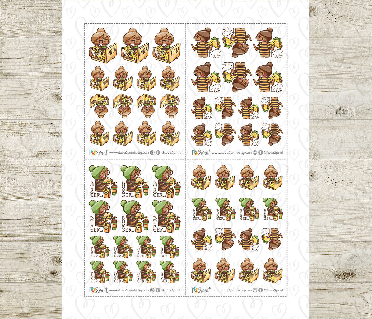 Elena Cheat Day – Takeaway Food Theme - COLOR Printable Planner Stickers – PDF + Cut Files