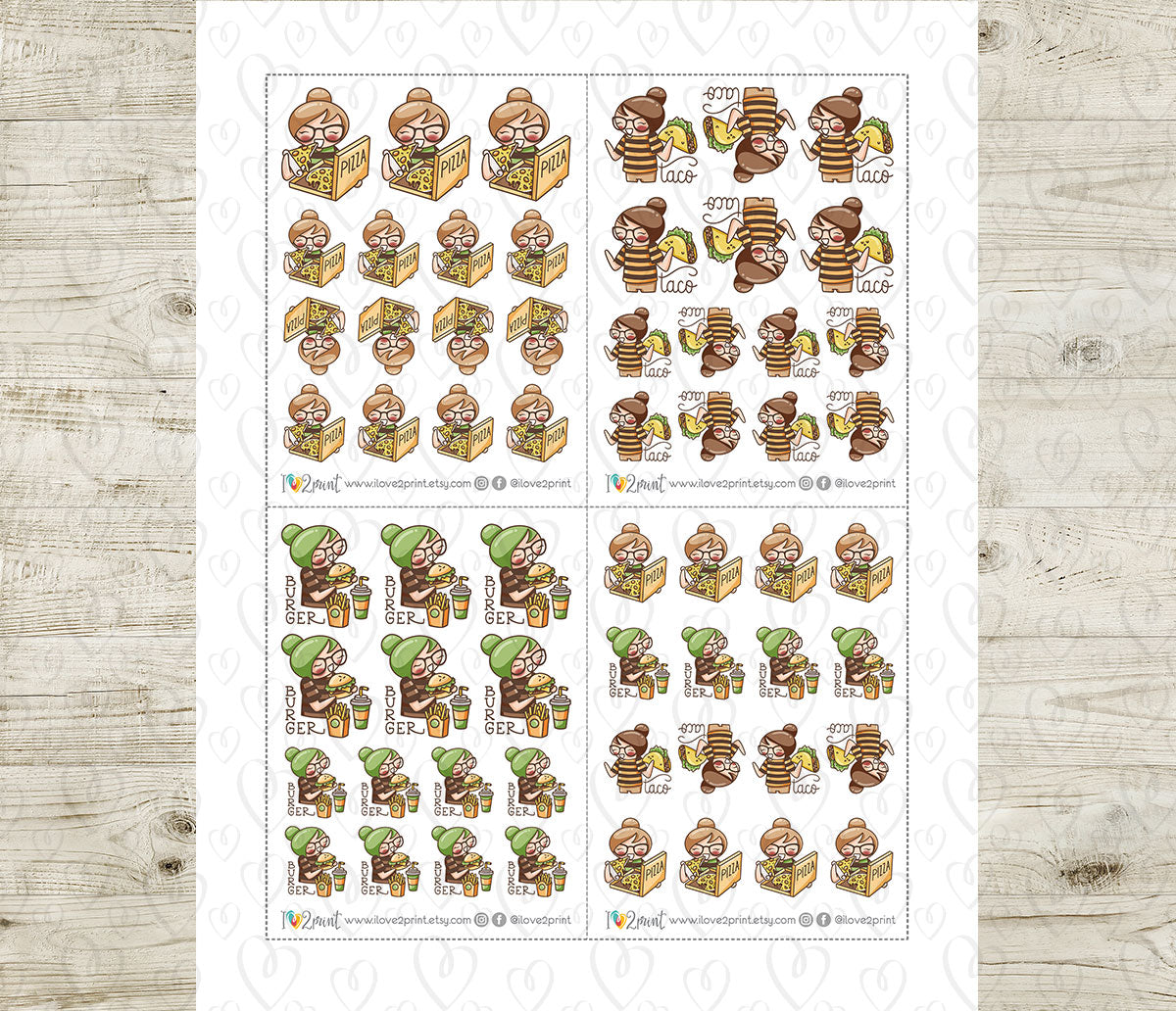 Elena Cheat Day – Takeaway Food Theme - COLOR Printable Planner Stickers – PDF + Cut Files