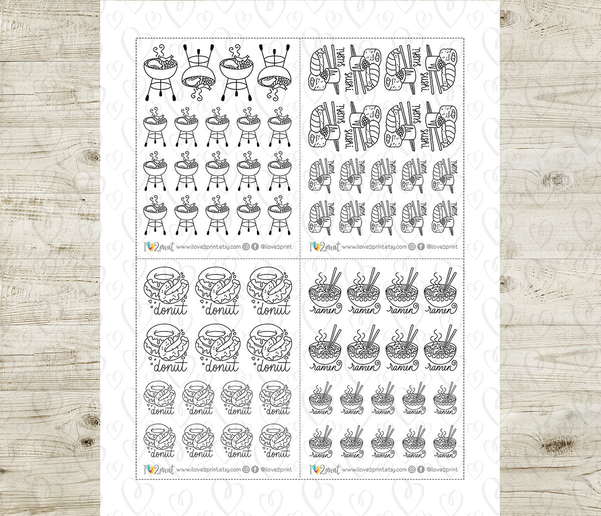 Elena Cheat Day – Takeaway Food Theme - DOODLE Printable Planner Stickers – PDF + Cut Files