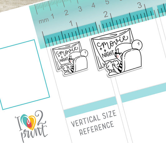 Elena Movie Night – DOODLE Printable Planner Stickers – Cozy Fun – PDF + Cut Files – Instant Download