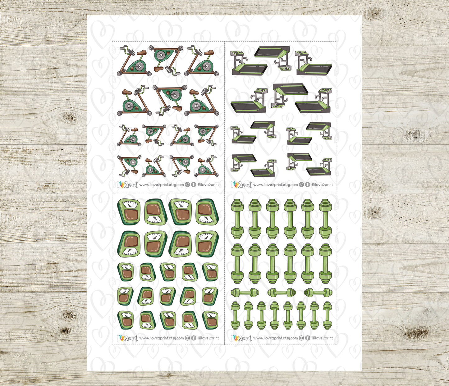 Elena Workout Set 1 – COLOR Printable Planner Stickers – Fitness, Yoga, Running & Gym – PDF + Cut Files – Personal Use