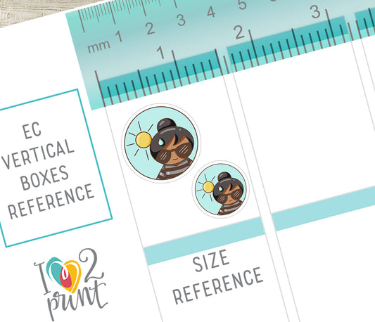 Elena Weather Circles – BROWN skin BLACK hair Printable Planner Stickers – PDF + Cut Files
