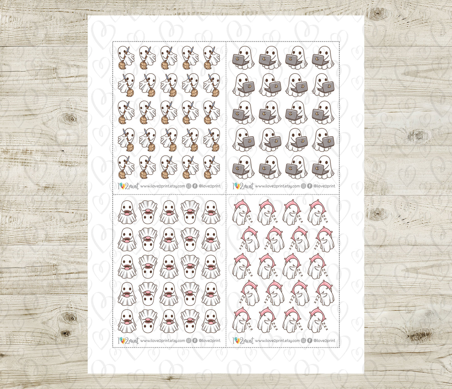 Hauntie the Ghost – COLOR Daily Life BUNDLE 1 – Printable Planner Stickers – PDF + Cut Files – Instant Download