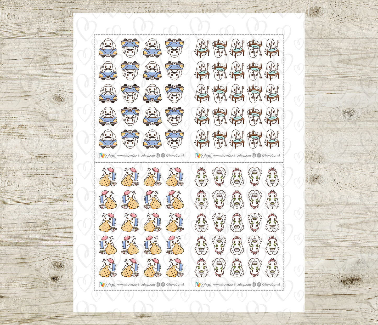 Hauntie the Ghost – COLOR Daily Life BUNDLE 2 – Printable Planner Stickers – PDF + Cut Files – Instant Download