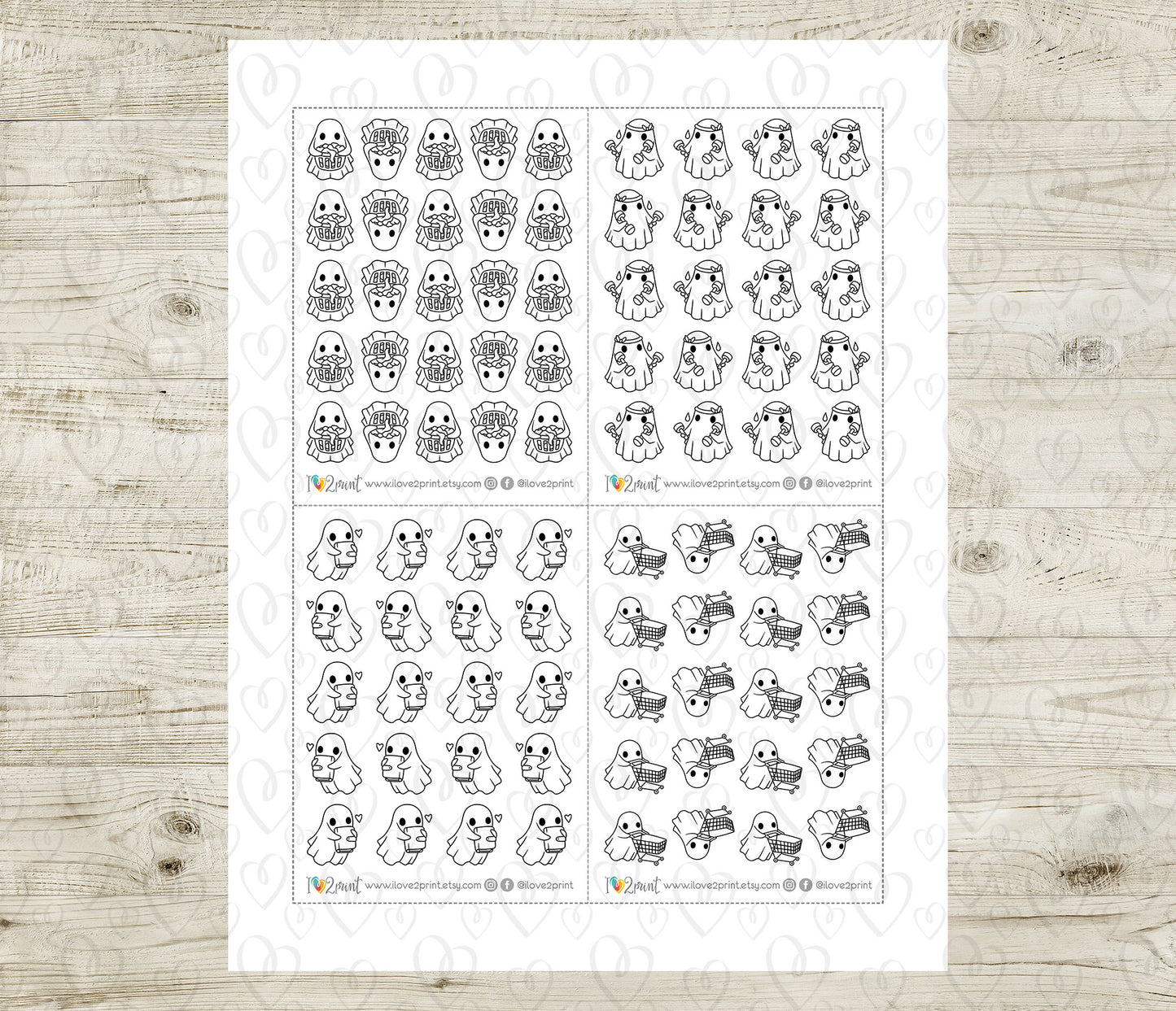 Hauntie the Ghost – DOODLE Daily Life BUNDLE 1 – Printable Planner Stickers – PDF + Cut Files – Instant Download