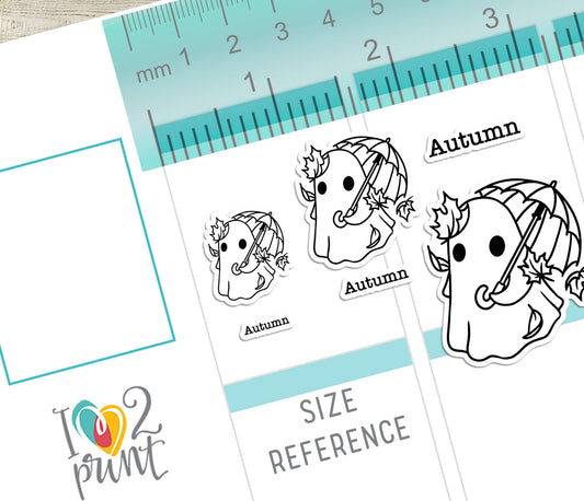 Hauntie Ghost Holidays Doodle Printable Stickers | Cute Spooky Seasons | PDF Cut Files