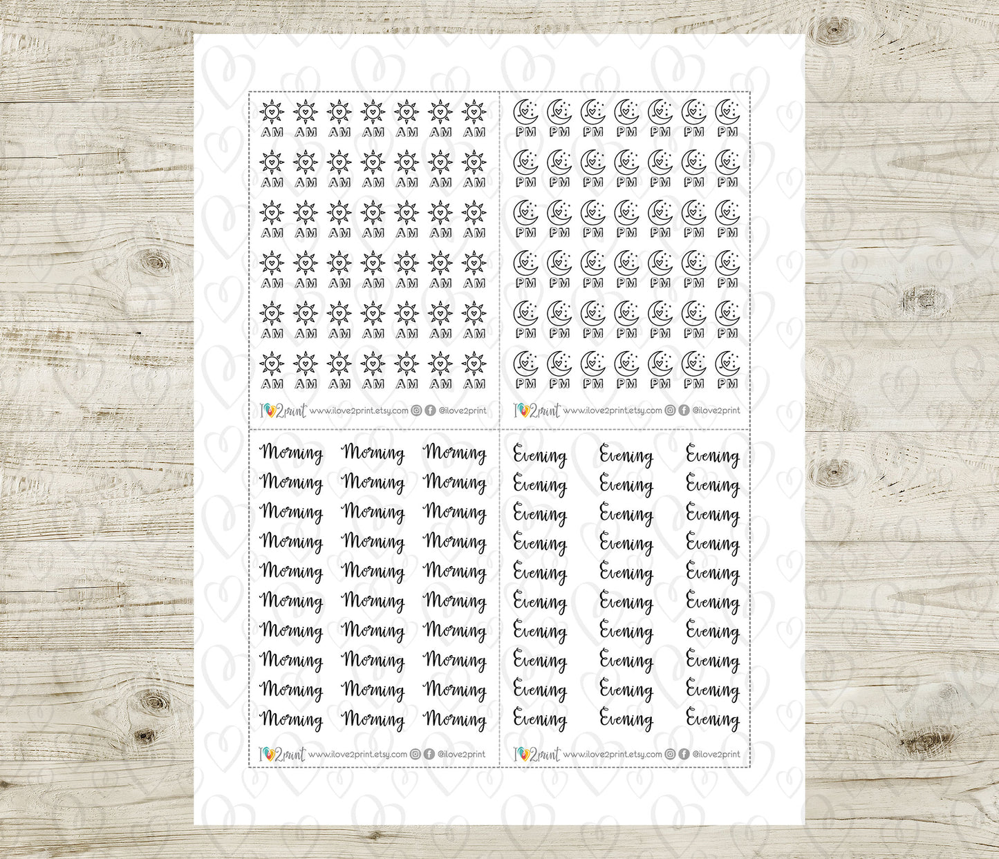 AM and PM Printable Stickers – Morning & Evening Labels