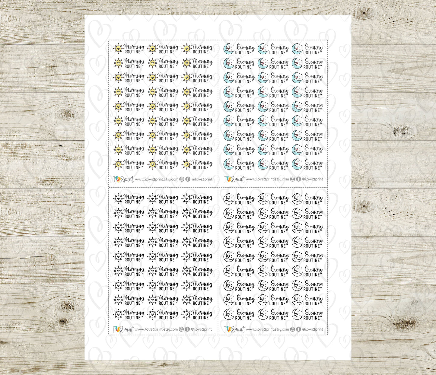 Morning & Evening Routine Stickers – Word + Icon Set