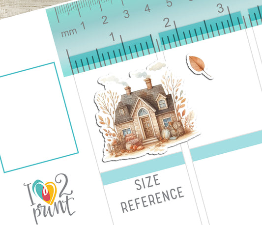 Autumn Houses – Cozy Fall Decorative Printable Stickers – PDF & Cut Files