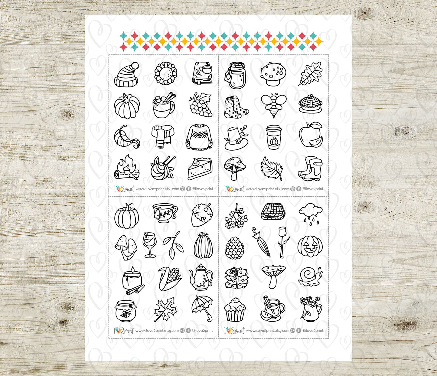 50 Fall Printable Icons Stickers – STAMP Planner Icons - PDF & Cut Files