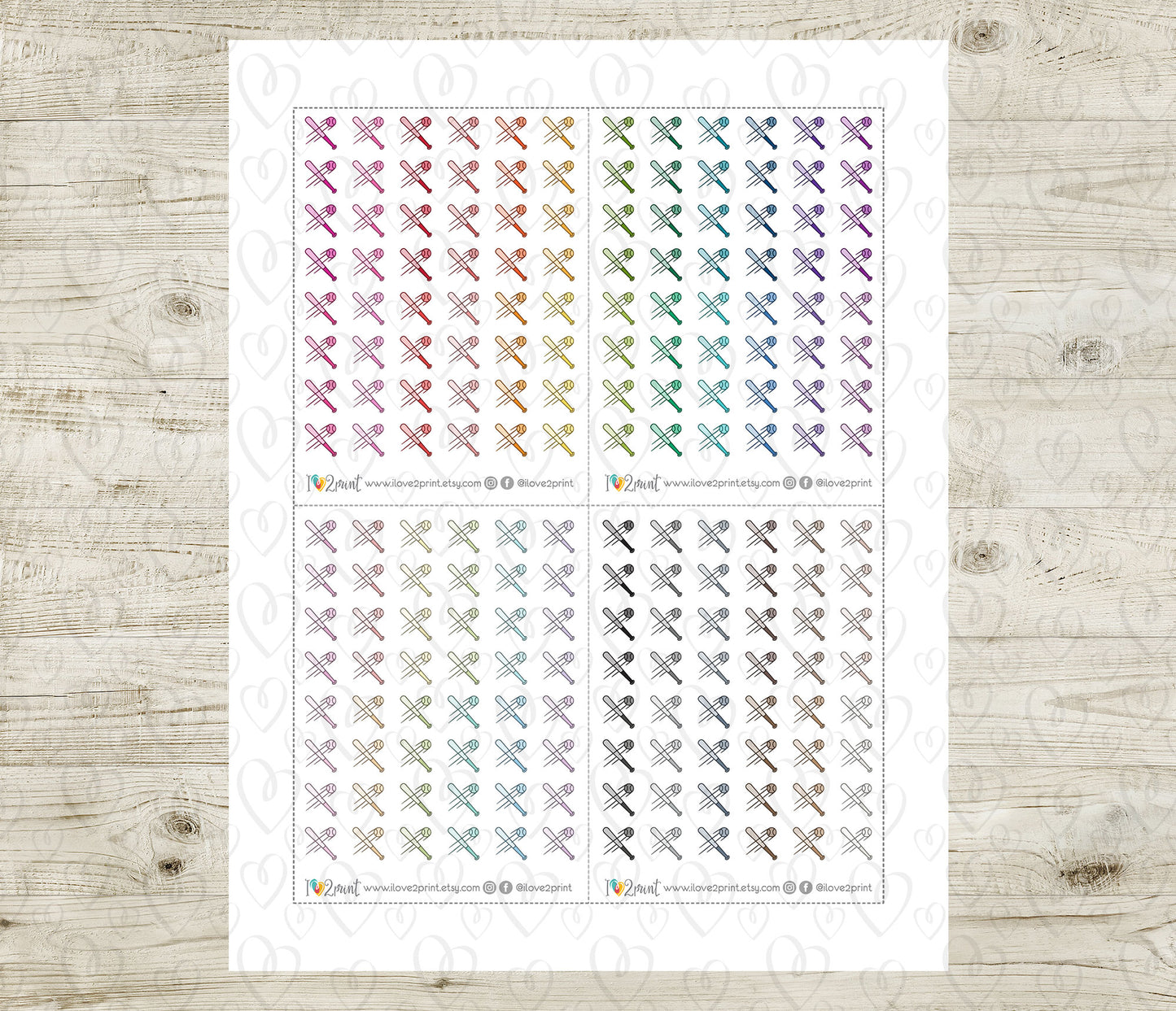 Baseball Icon Stickers - Functional Printable Stickers - PDF & Cut Files