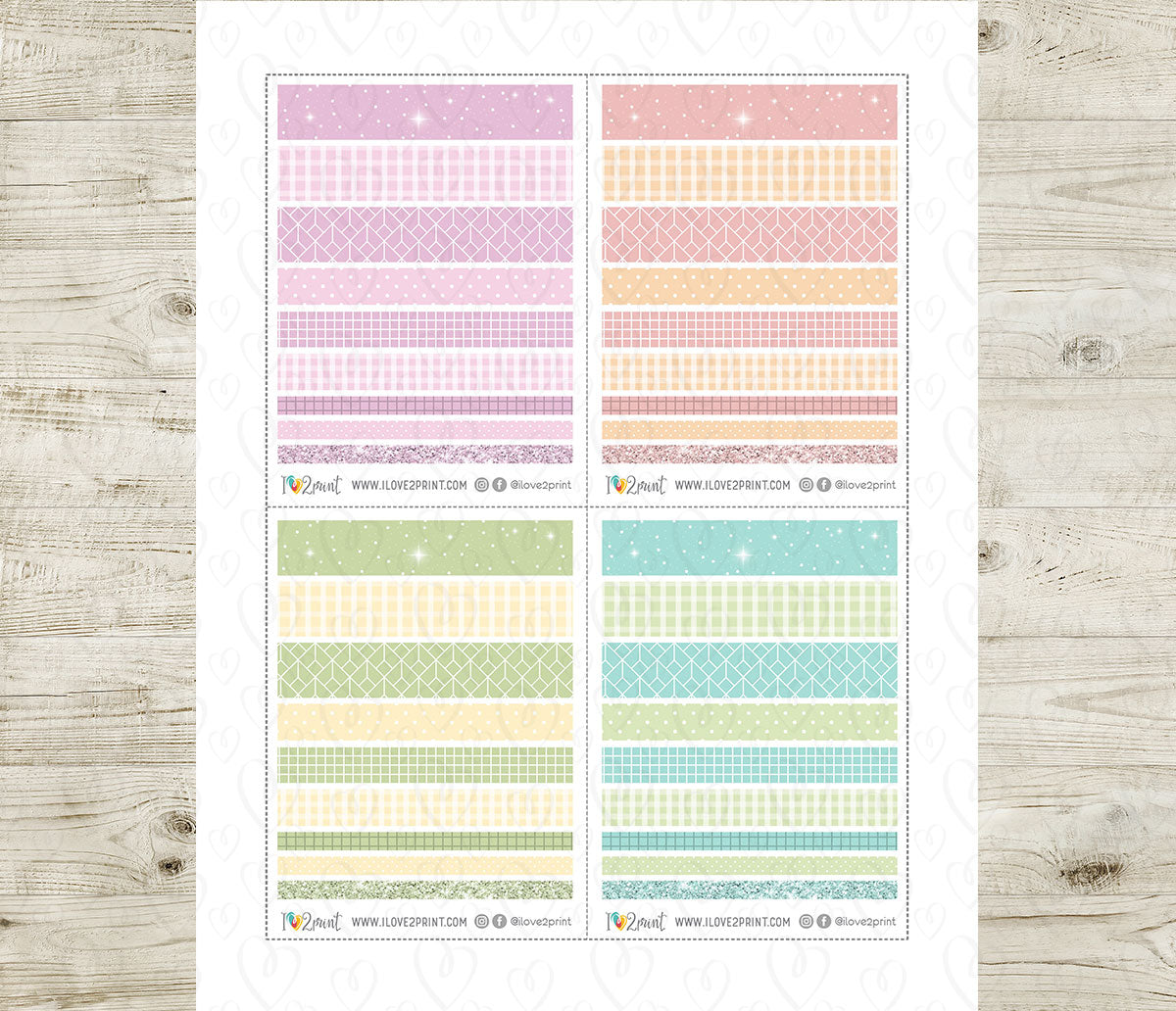 Printable Washi Tape Pastel Colors | Planner Journal Scrapbook Craft