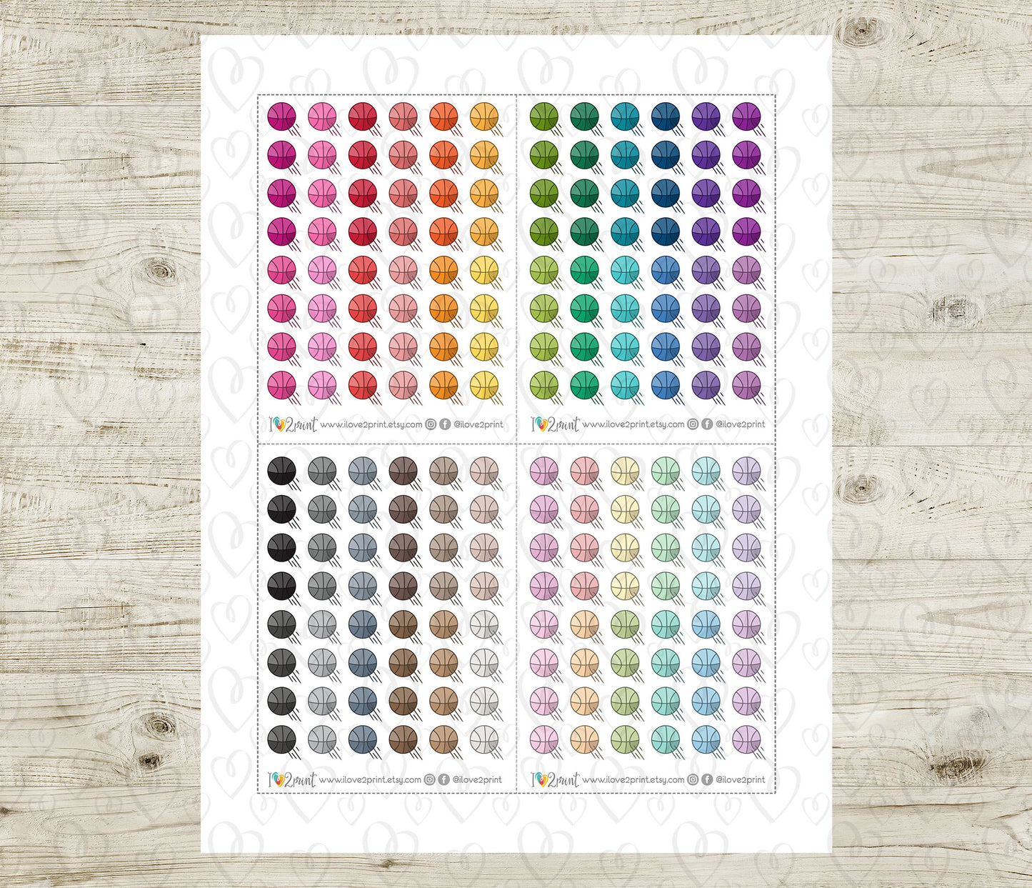 Basketball Icon Stickers - Functional Printable Stickers - PDF & Cut Files