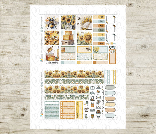 Bees Stickers - Hobonichi Cousin - Printable PDF & Cut Files