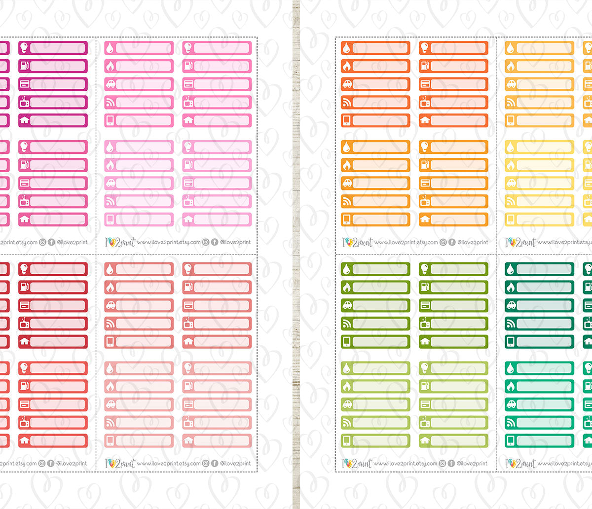 Bill Due Stickers Set 2 - Functional Printable Stickers - PDF & Cut Files
