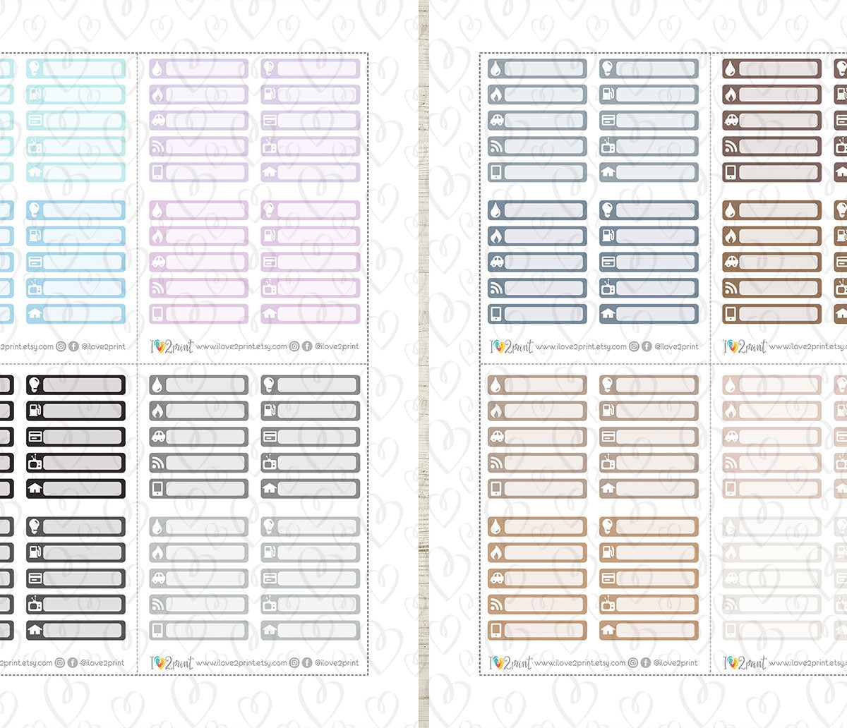 Bill Due Stickers Set 2 - Functional Printable Stickers - PDF & Cut Files