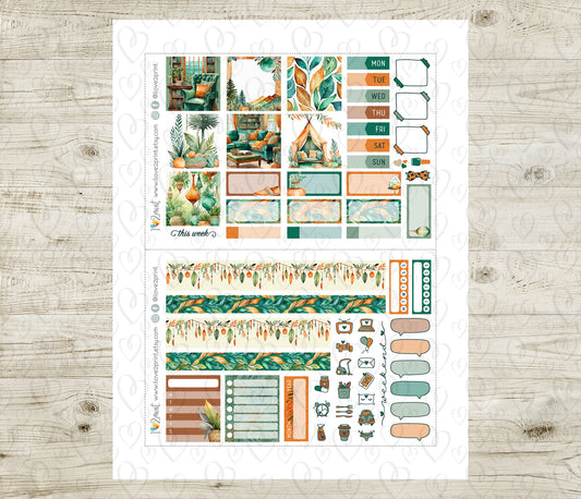 Boho Corner Stickers - Hobonichi Cousin - Printable PDF & Cut Files