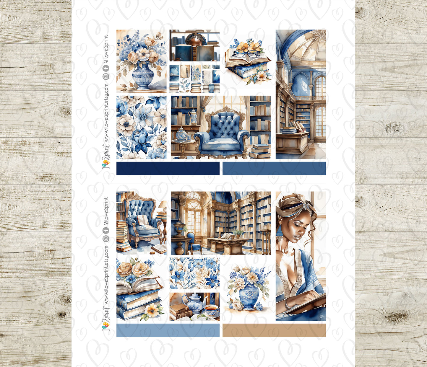 Book Lover Moodboard Decorative Box Stickers - 1.5" Printable PDF & Cut Files