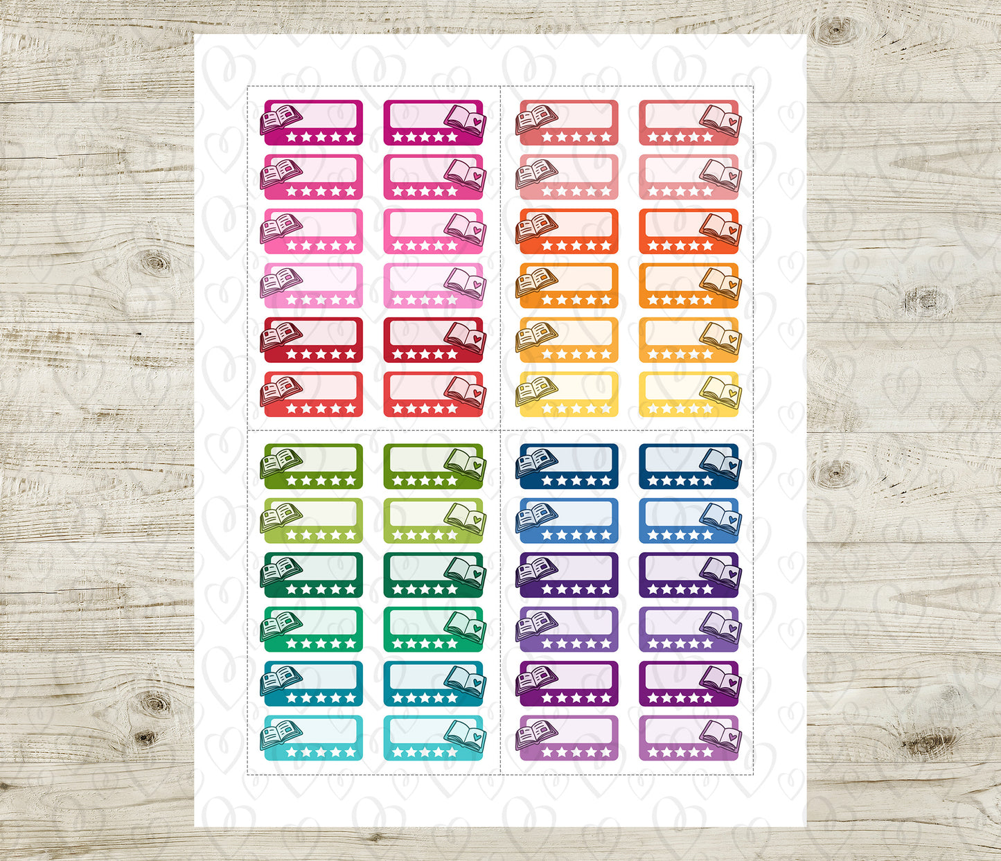 Printable Book Rating Stickers – Colorful Instant Download Stickers - PDF & Cut Files