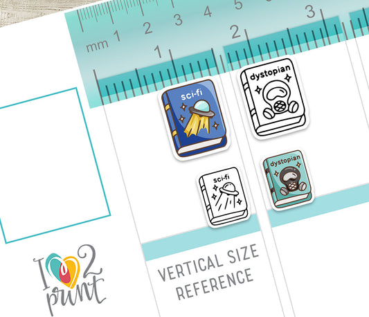 Sci-Fi & Dystopian Book Genre Icons – Printable Planner Stickers – PDF & Cut Files