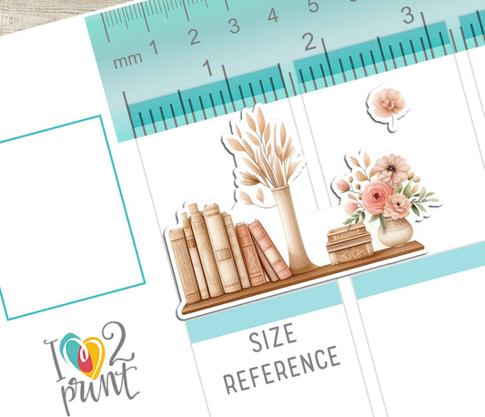 Book Shelves Decorative Stickers - Printable PDF & Cut Files