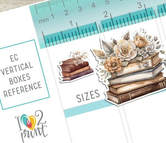 Books and Flowers Decorative Stickers – Printable PDF & Cut Files