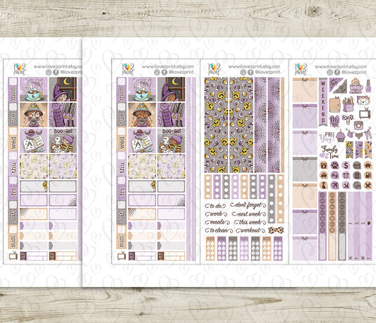Elena Boo-llet Halloween – Hobonichi Weeks Printable Stickers – PDF & Cut Files