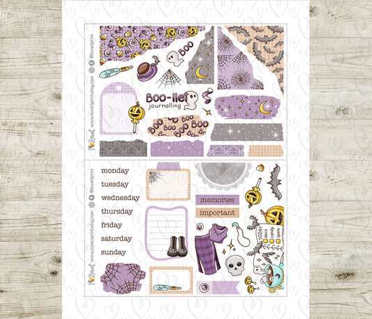 Elena Boo-llet Journalling Journal Stickers - Printable PDF & Cut Files