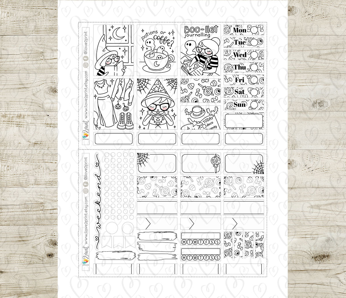 Elena Boo-llet Halloween – Mini Weekly Kit for Vertical Planners – Printable PDF & Cut Files