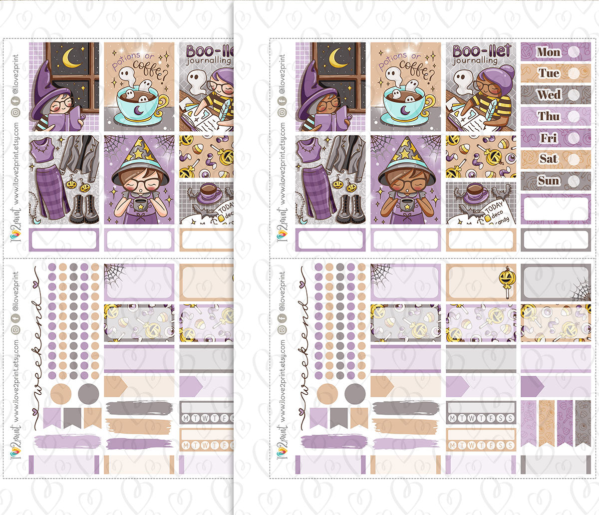 Elena Boo-llet Halloween – Mini Weekly Kit for Vertical Planners – Printable PDF & Cut Files