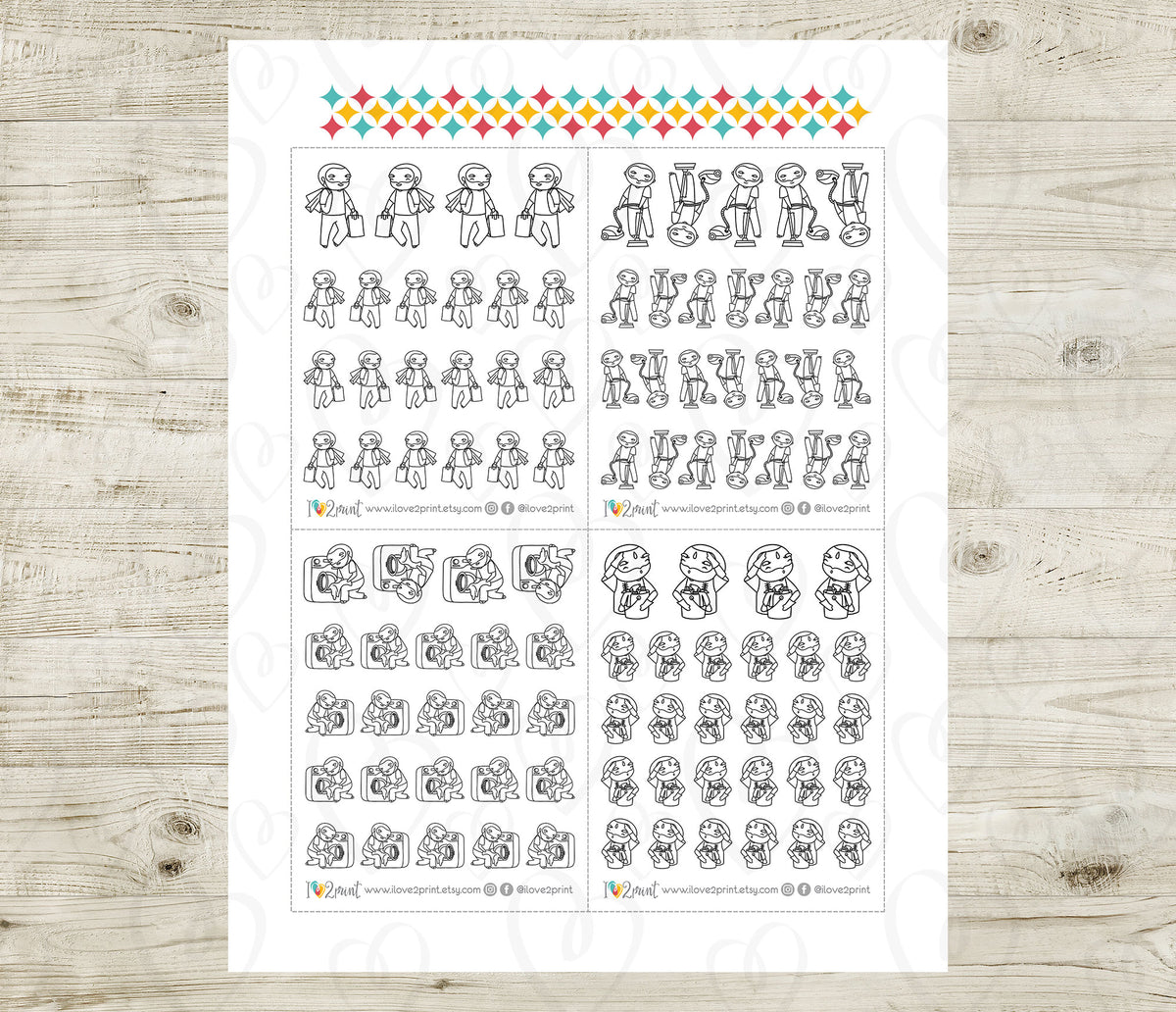 Oliver Chores Coloring Printable Stickers SET 1 | Color In | Cut Files