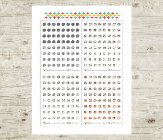 Day Dot Planner Stickers – Printable Stroke PASTEL Color Dots - PDF & Cut Files