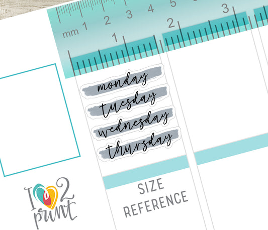 Week Headers Brush Stroke Color Stickers - Printable Week Labels - PDF & Cut Files