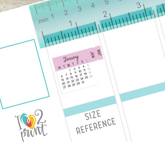 2025 Tiny Pastel Calendar & Month Tab – Minimalist Digital Download - PDF & Cut Files