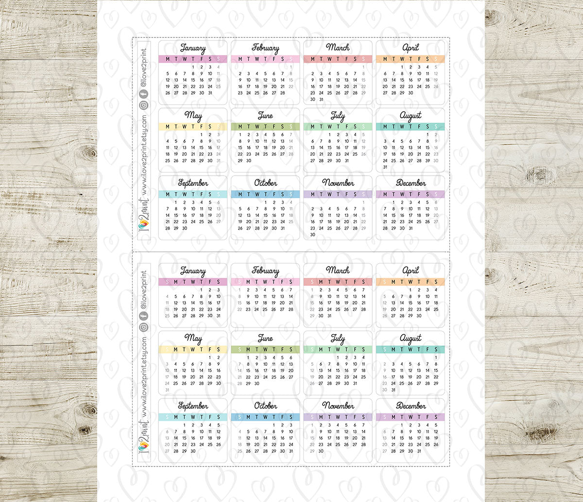 2026 Minimalist Pastel Calendar – Aesthetic Digital Download - PDF & Cut Files