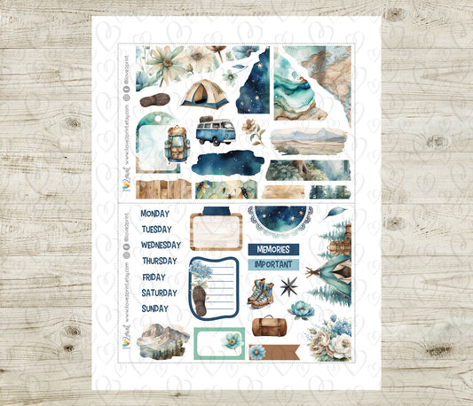 Camping Journal Stickers - Printable Printable PDF & Cut Files