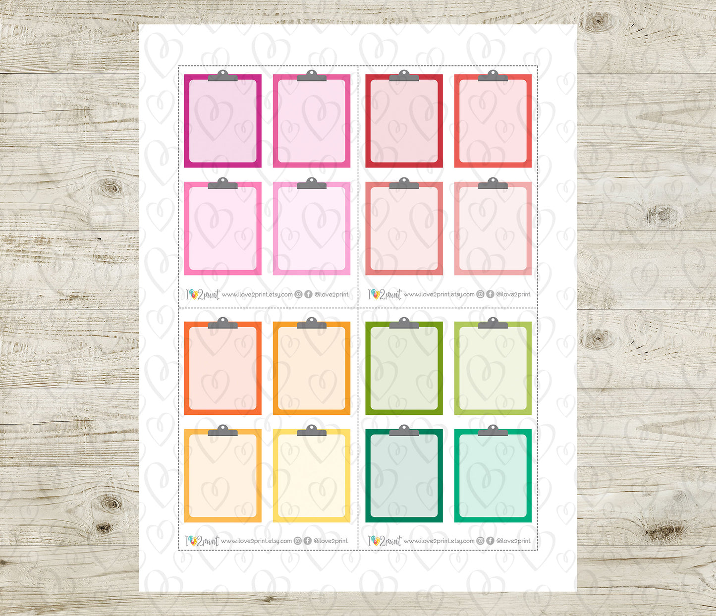 Clipboard Boxes Printable Stickers – 1.5" x 1.9" in 48 Colors