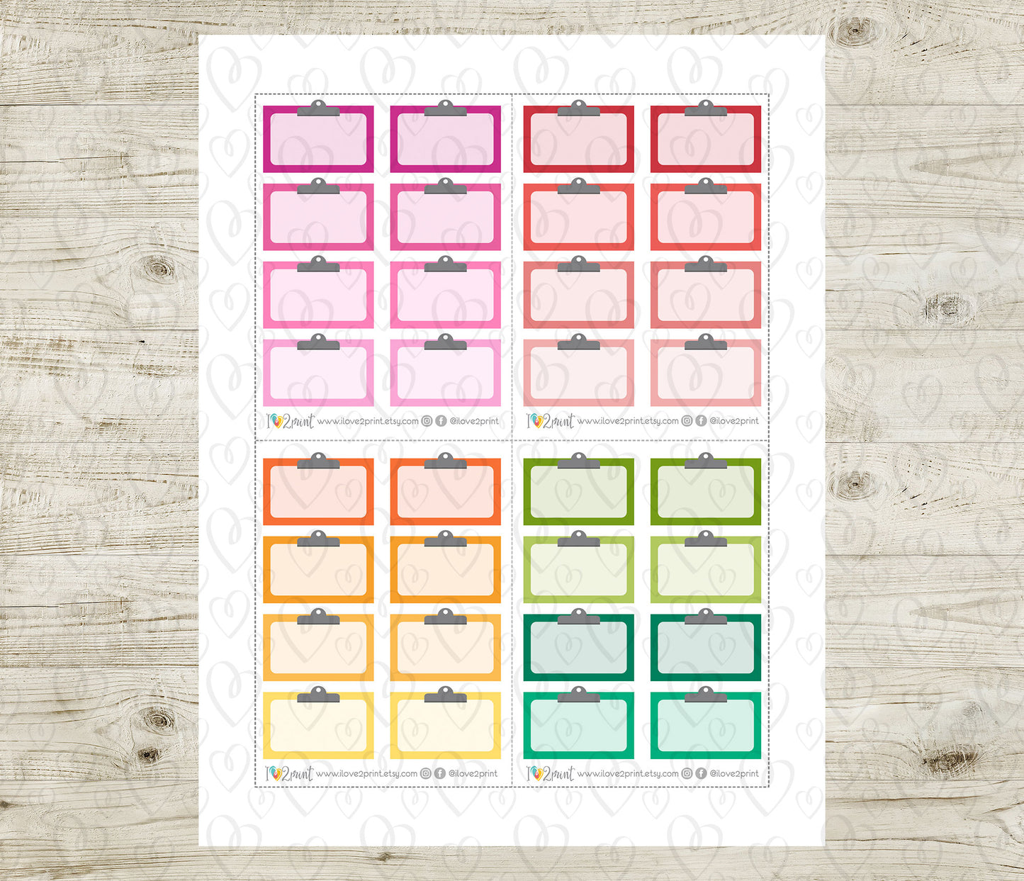 Clipboard Half Boxes Printable Stickers – Functional Planner Dividers
