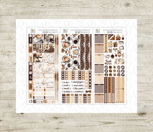 Coffee Time Stickers – Hobonichi Weeks Printable PDF & Cut Files