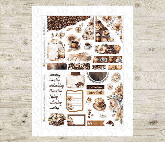 Coffee Time Journal Stickers - Printable Printable PDF & Cut Files