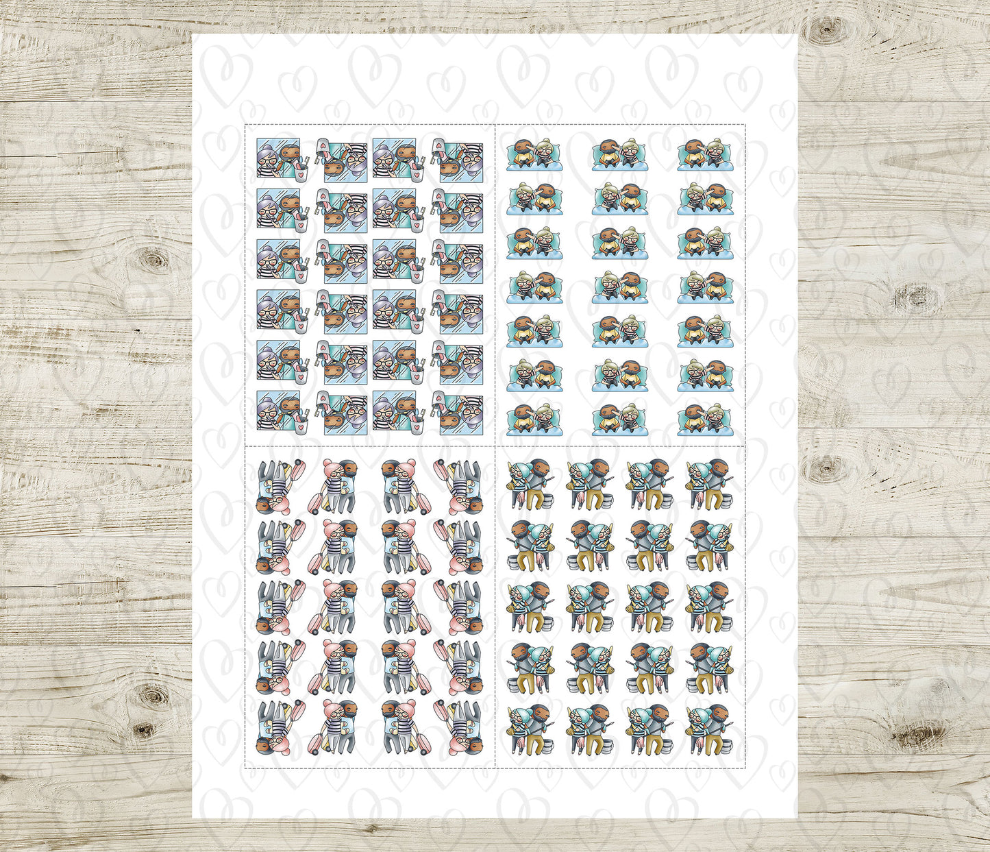 Couple Activities COLOR Printable Stickers Set 2 - Elena (Light Skin) & Oliver (Dark Skin)