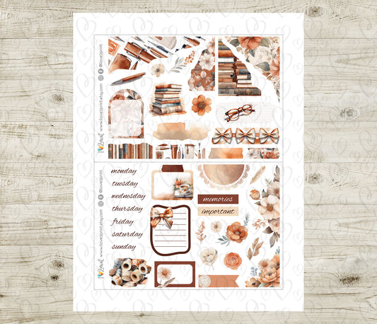 Cozy Office Bullet Journal Stickers | Terracotta Bujo Work Space | PDF Cut Files