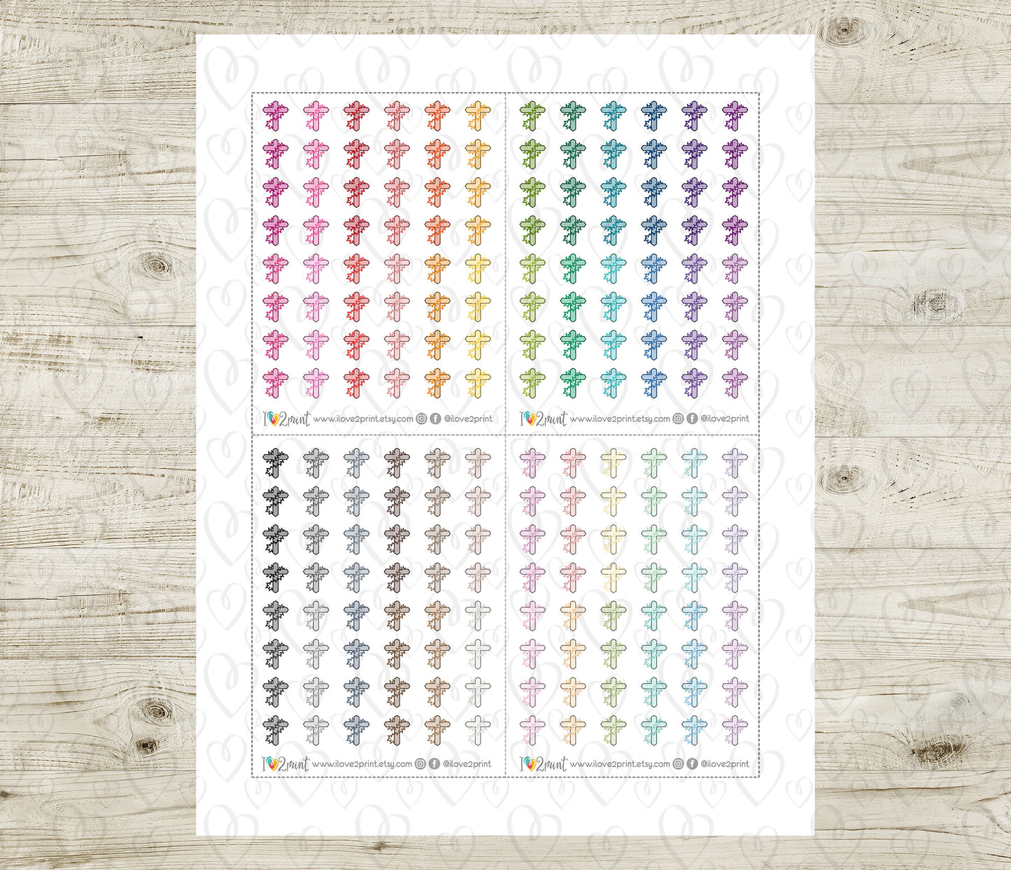 Cross Icon Stickers - Functional Printable Stickers - PDF & Cut Files
