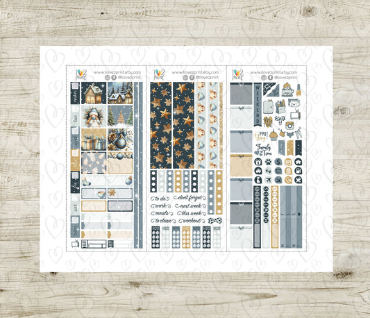 Cute Christmas Hobonichi Weeks Weekly Kit | Planner Stickers | Printable & Cut Files