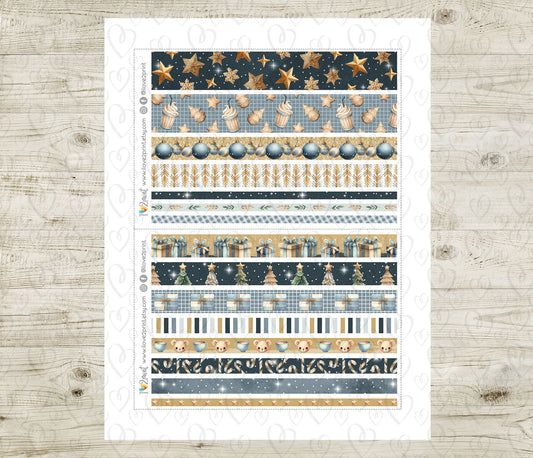 Cute Christmas Strips Set | Holidays Planner Washi Tape | Printable & Cut Files